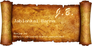 Jablonkai Barna névjegykártya