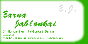 barna jablonkai business card